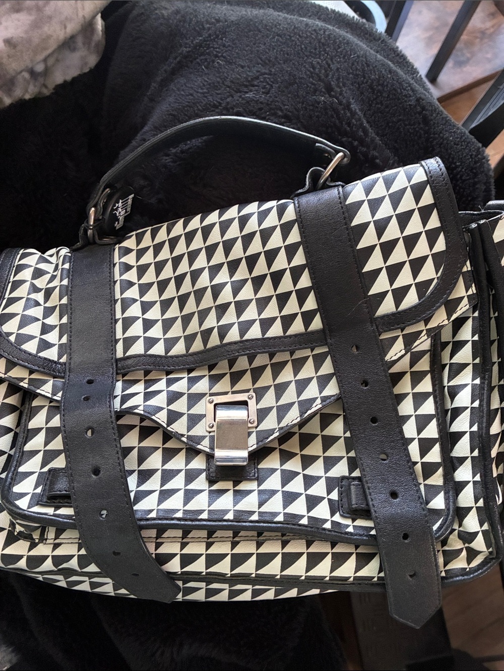 Proenza Schouler Black and White Geometric Satchel
